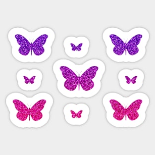 Pink Purple Ombre Faux Glitter Butterflies Sticker